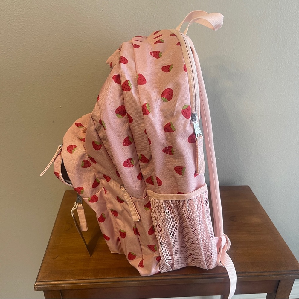 JanSport XL Backpack in Pink with Strawberry ๐ Shower Design - Picture 2 of 13